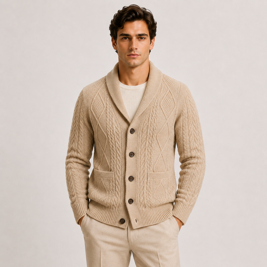 Schalkragen Cardigan Herren Strickjacke Smart Casual