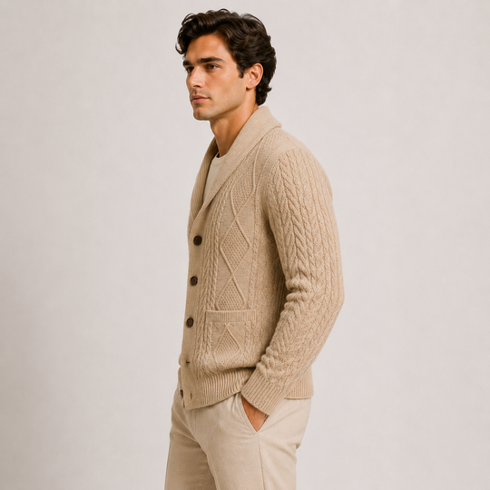Schalkragen Cardigan Herren Strickjacke Smart Casual