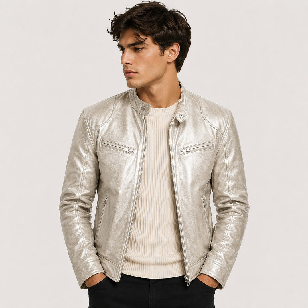 Lederoptik Jacke Herren Leicht Kunstleder Casual Alltag