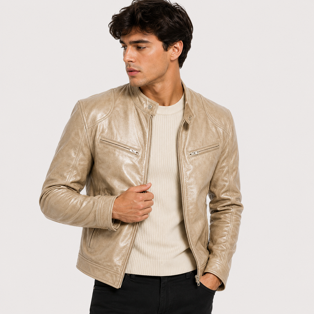 Lederoptik Jacke Herren Leicht Kunstleder Casual Alltag