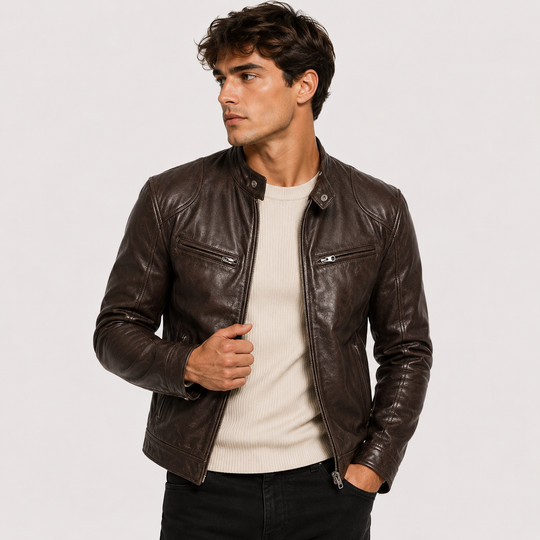 Lederoptik Jacke Herren Leicht Kunstleder Casual Alltag