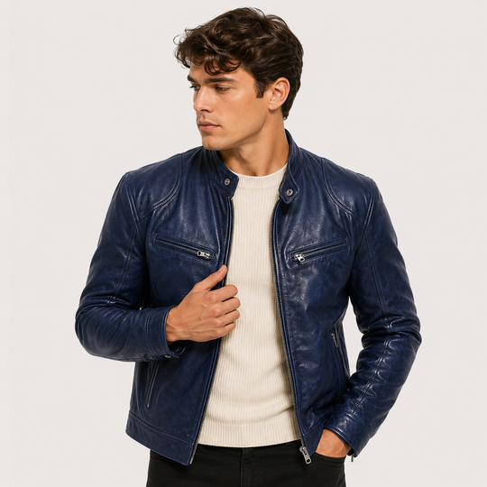 Lederoptik Jacke Herren Leicht Kunstleder Casual Alltag