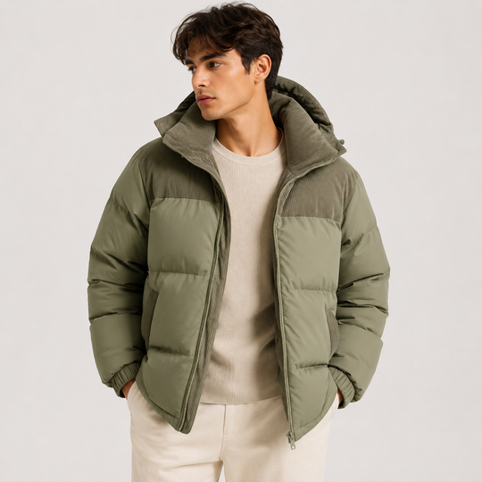 Puffer Winterjacke Herren Kapuze Winddicht Gesteppt