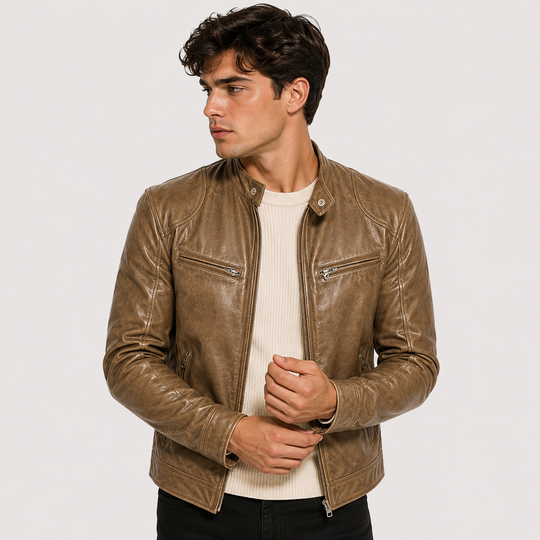 Lederoptik Jacke Herren Leicht Kunstleder Casual Alltag