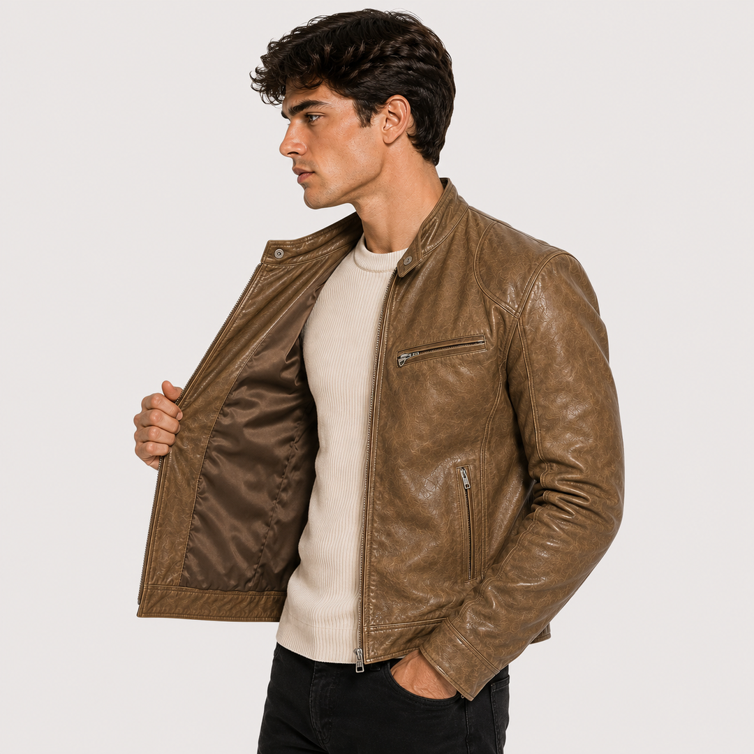 Lederoptik Jacke Herren Leicht Kunstleder Casual Alltag
