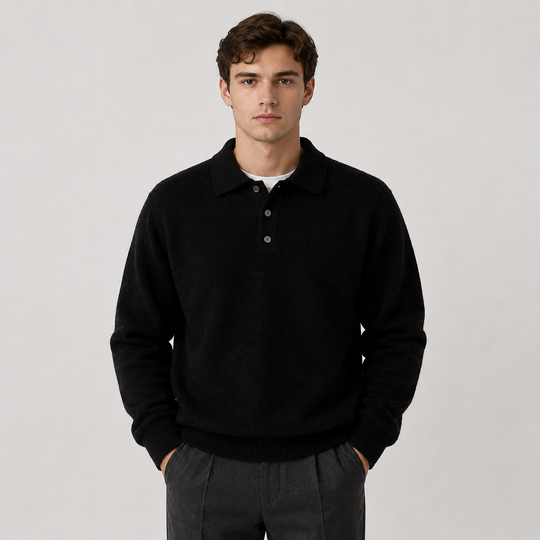 Strick Polo Pullover Herren Langarm Warm Winter Sweater