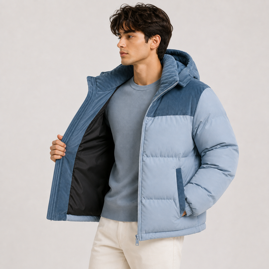 Puffer Winterjacke Herren Kapuze Winddicht Gesteppt