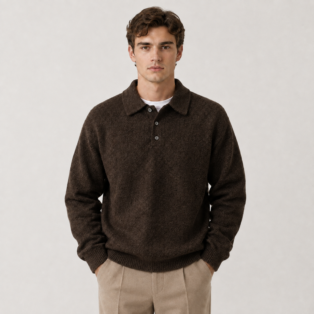 Strick Polo Pullover Herren Langarm Warm Winter Sweater
