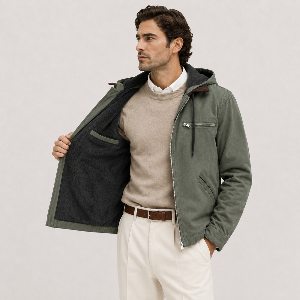 Kapuzen Winterjacke Herren Fleece Gefüttert Warm Weich