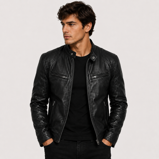 Lederoptik Jacke Herren Leicht Kunstleder Casual Alltag