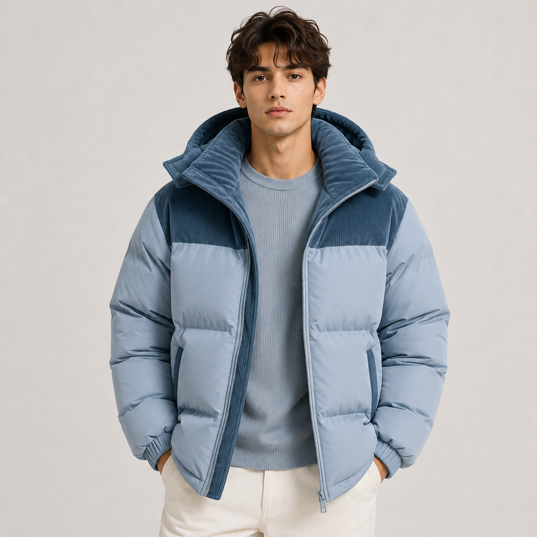 Puffer Winterjacke Herren Kapuze Winddicht Gesteppt
