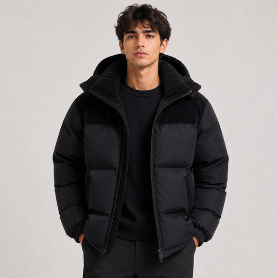 Puffer Winterjacke Herren Kapuze Winddicht Gesteppt