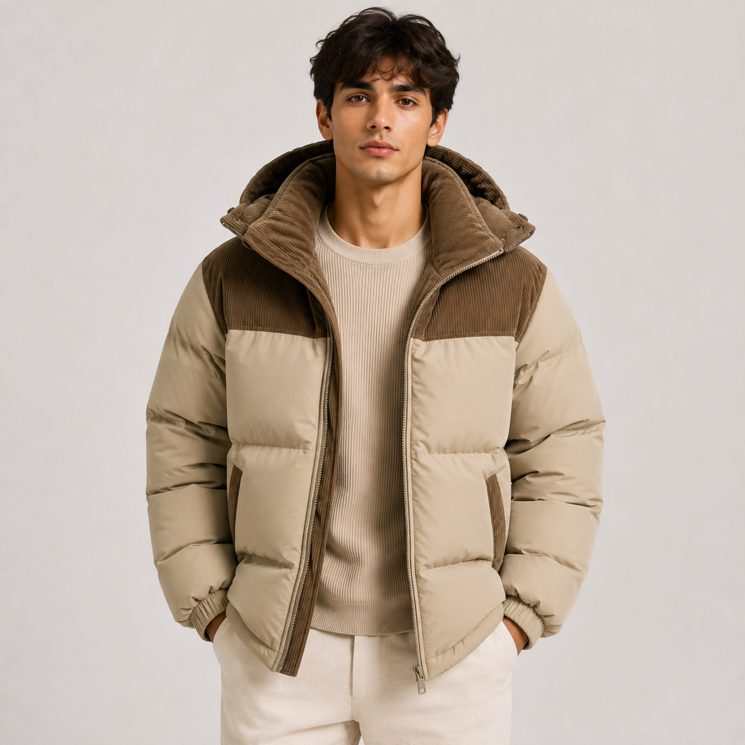 Puffer Winterjacke Herren Kapuze Winddicht Gesteppt