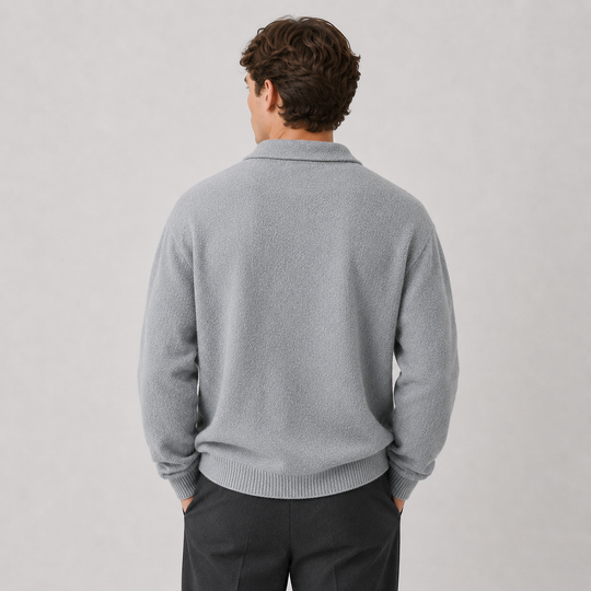 Strick Polo Pullover Herren Langarm Warm Winter Sweater