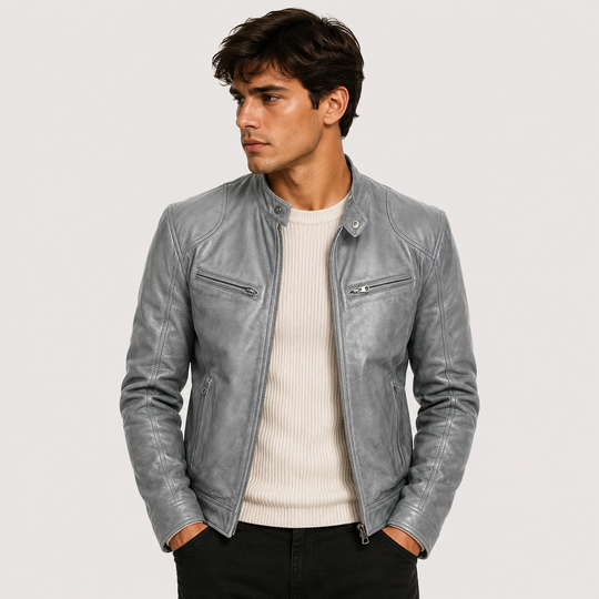 Lederoptik Jacke Herren Leicht Kunstleder Casual Alltag