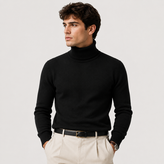 Rollkragen Pullover Herren Strick Winter Warm Casual