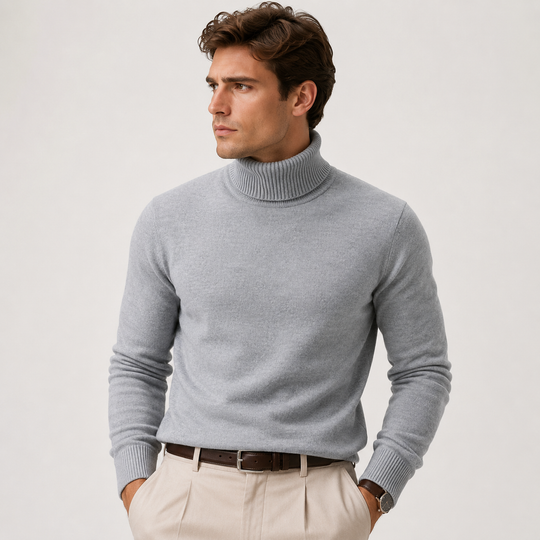 Rollkragen Pullover Herren Strick Winter Warm Casual