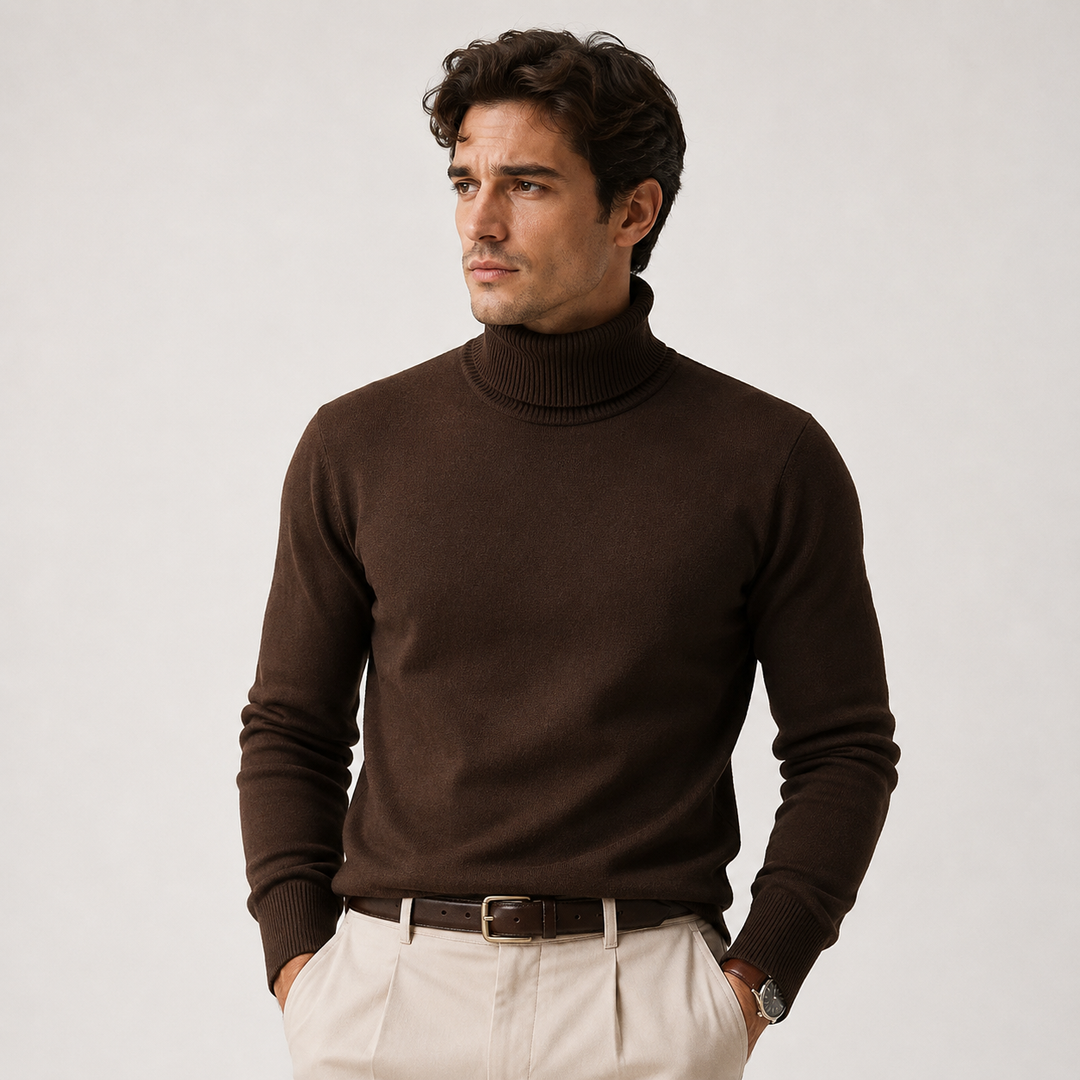 Rollkragen Pullover Herren Strick Winter Warm Casual