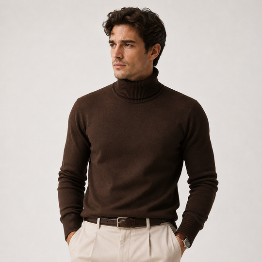 Rollkragen Pullover Herren Strick Winter Warm Casual
