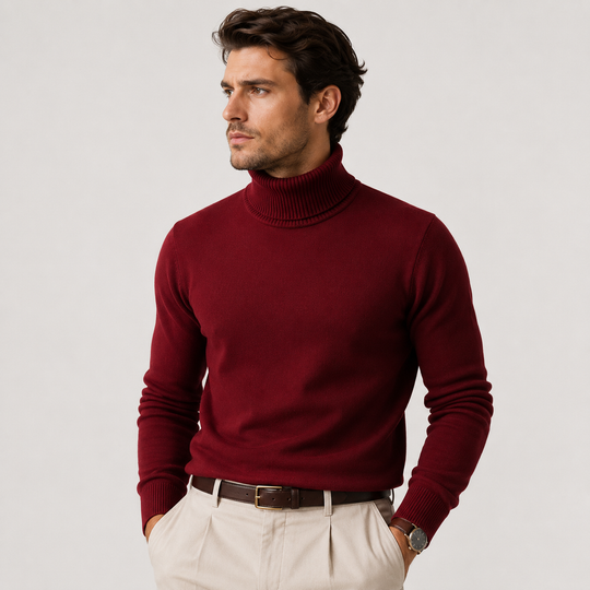 Rollkragen Pullover Herren Strick Winter Warm Casual