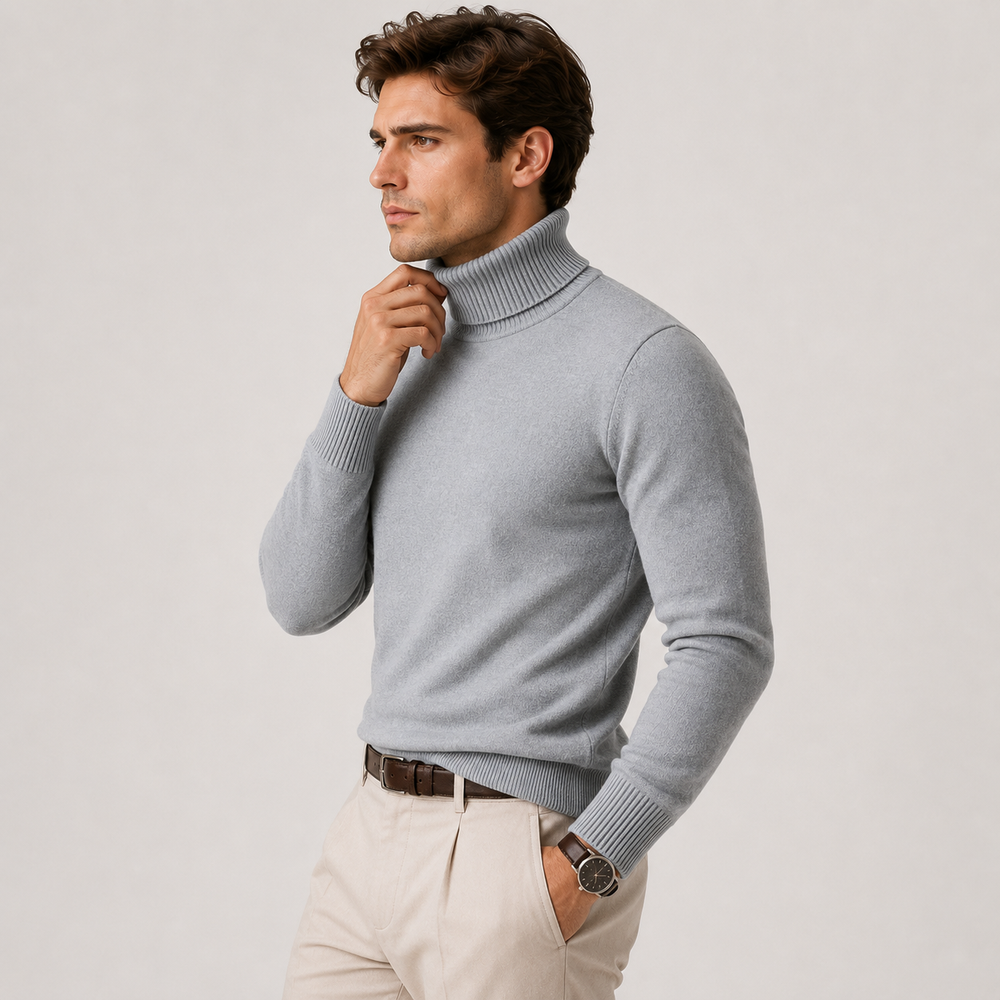 Rollkragen Pullover Herren Strick Winter Warm Casual