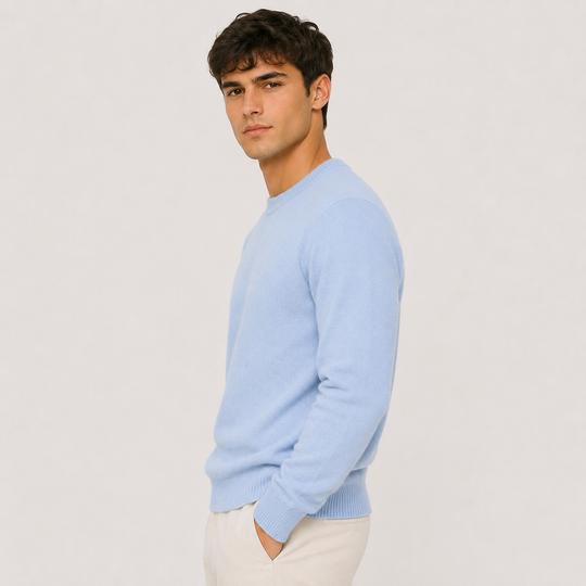 Kaschmir Look Pullover Herren Strick Elegant Alltag