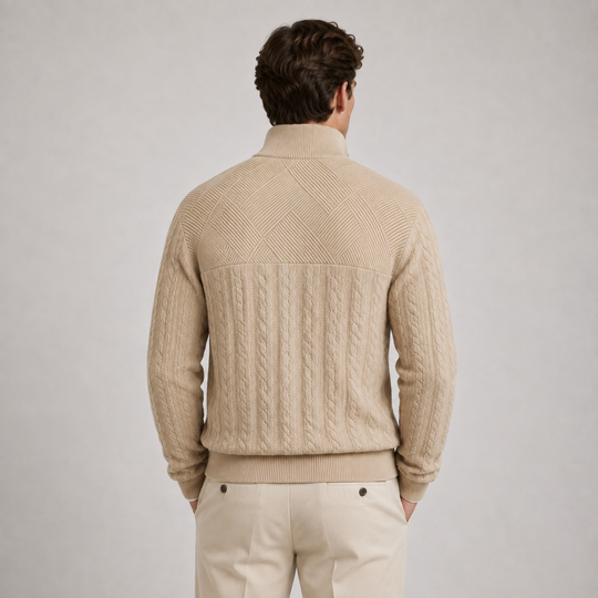 Gerippter Troyer Quarter-Zip Pullover Herren Strick