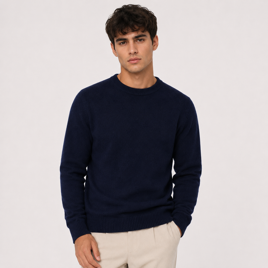 Kaschmir Look Pullover Herren Strick Elegant Alltag