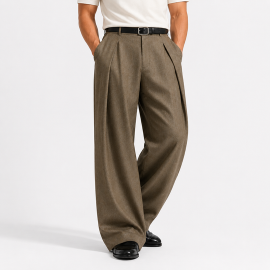 Weite Bundfalten Hose Herren Tailliert Elegant Anzug