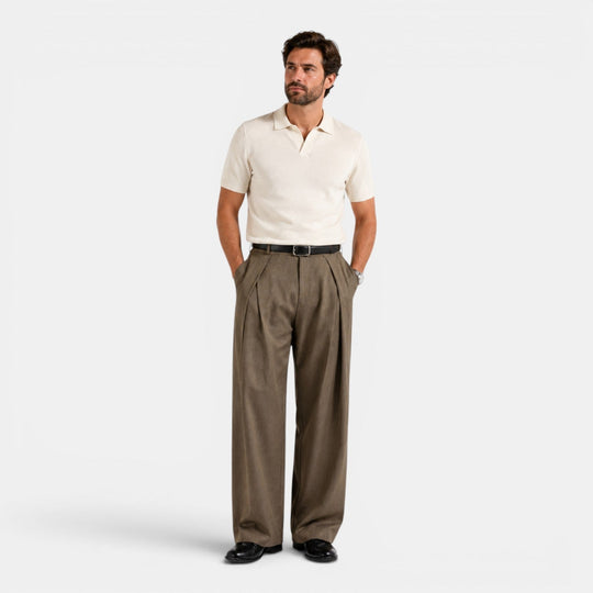 Weite Bundfalten Hose Herren Tailliert Elegant Anzug