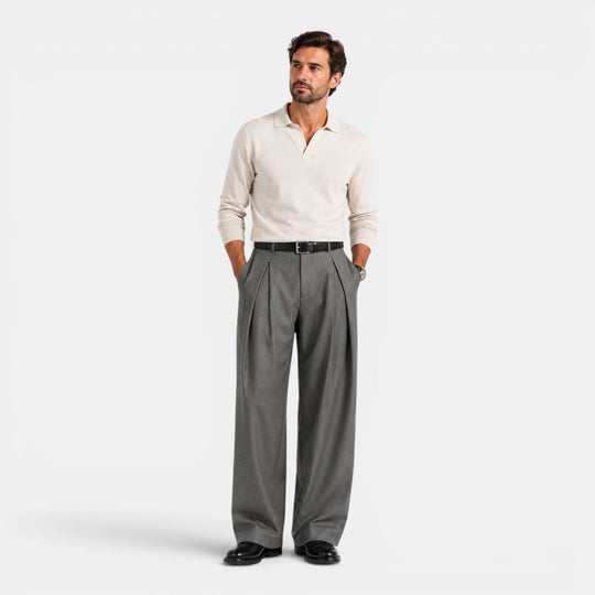 Weite Bundfalten Hose Herren Tailliert Elegant Anzug
