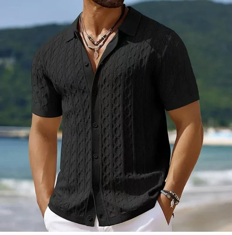 Atmungsaktives Strick Poloshirt Herren Business Casual