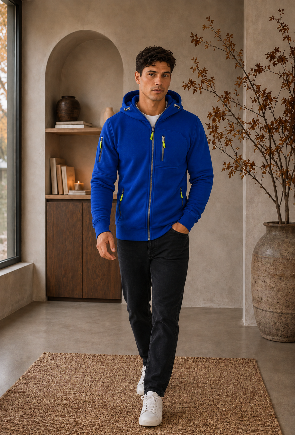 Zip Hoodie Herren Kapuze Taschen Outdoor Sport Alltag