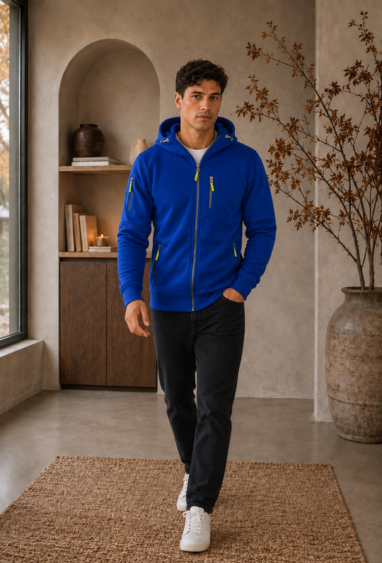 Zip Hoodie Herren Kapuze Taschen Outdoor Sport Alltag
