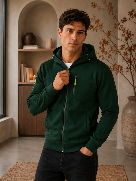 Zip Hoodie Herren Kapuze Taschen Outdoor Sport Alltag