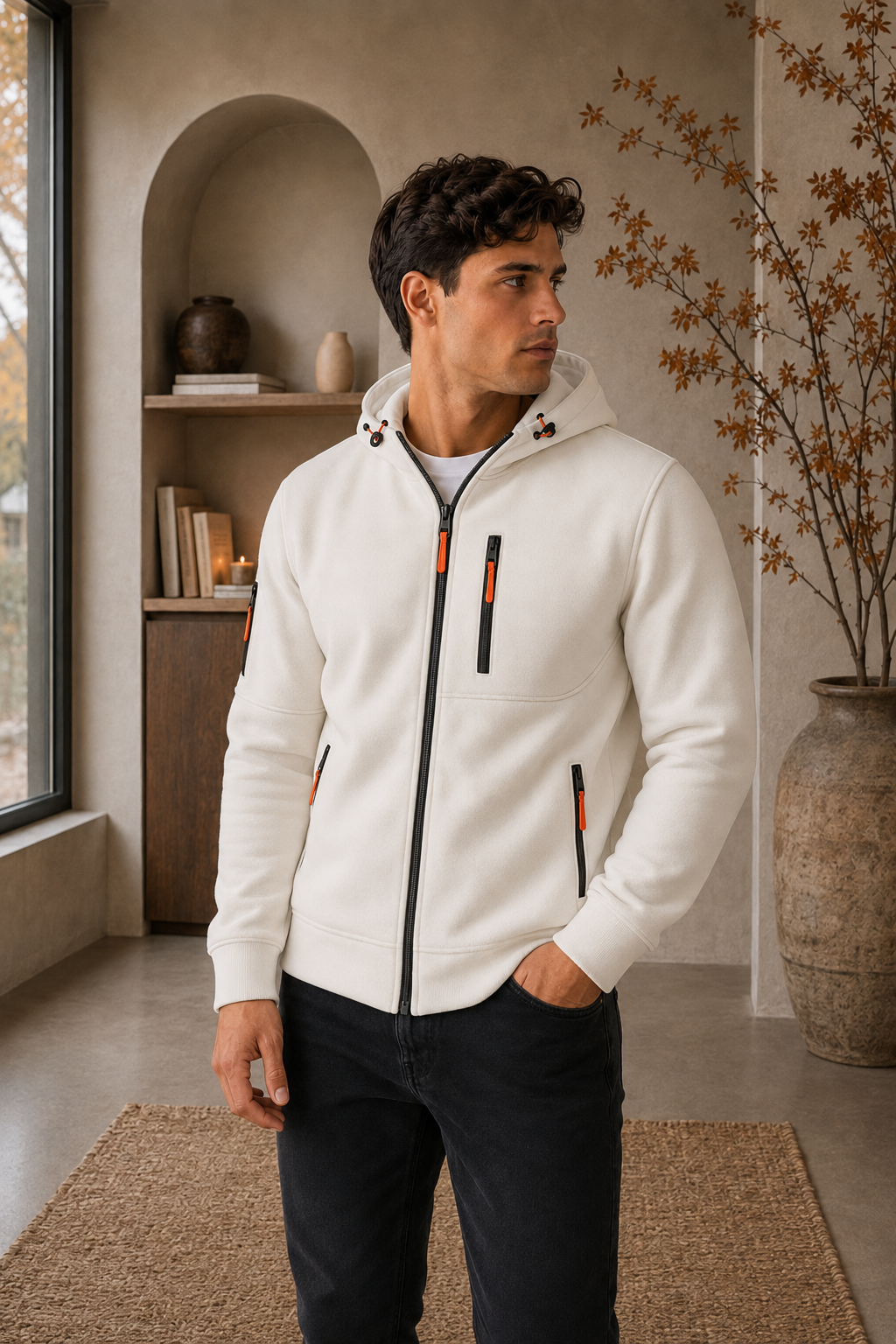 Zip Hoodie Herren Kapuze Taschen Outdoor Sport Alltag