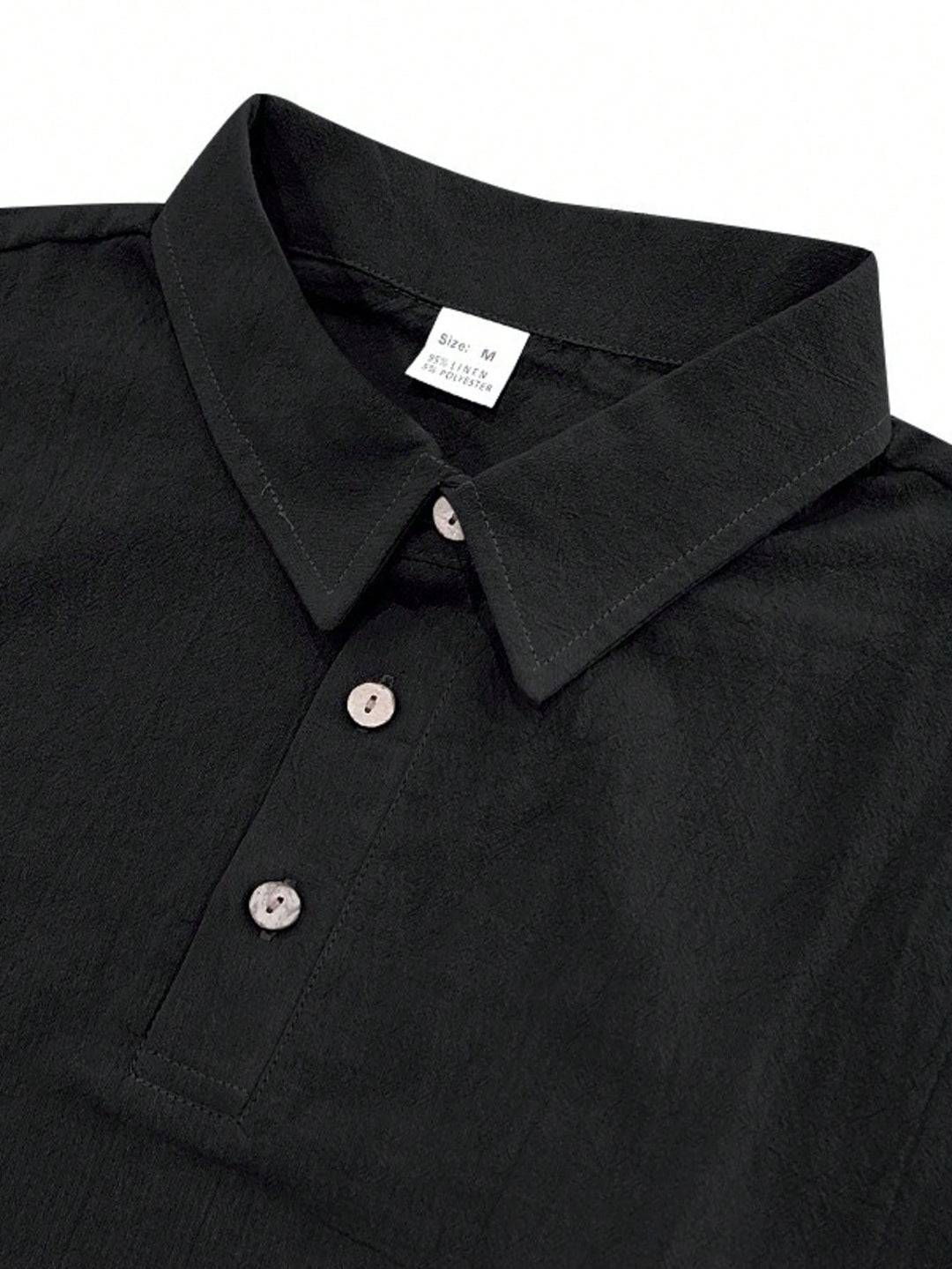 Leinen Henley Hemd Herren Kurzarm V-Ausschnitt Strand
