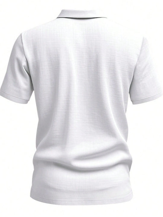 Leinen Henley Hemd Herren Kurzarm V-Ausschnitt Strand