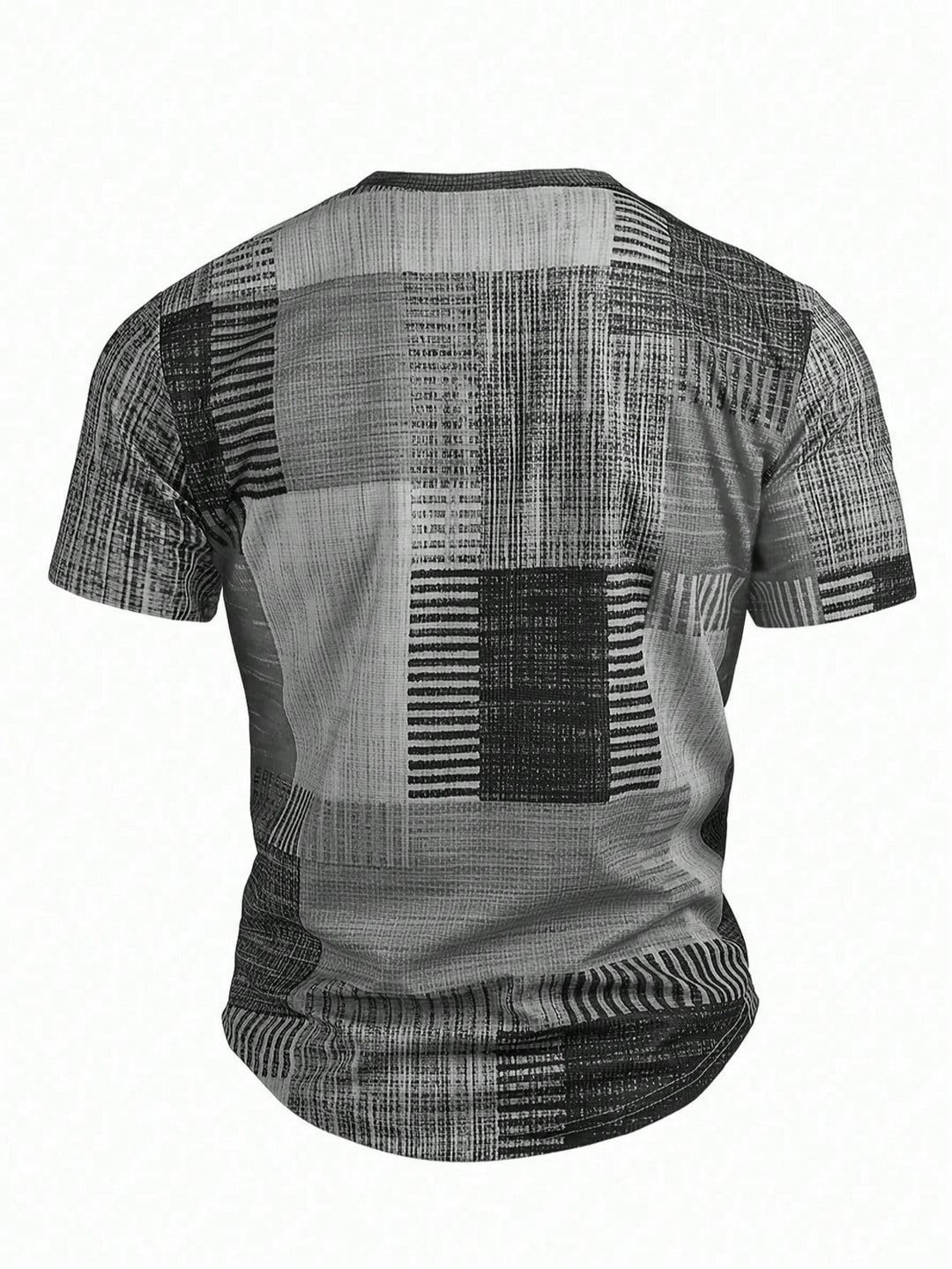 Kariertes 3D Print Henley Hemd Herren Kurzarm Sport