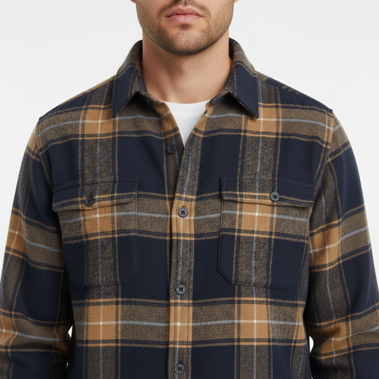 Baumwoll Flanellhemd Herren Langarm Warm Casual Winter