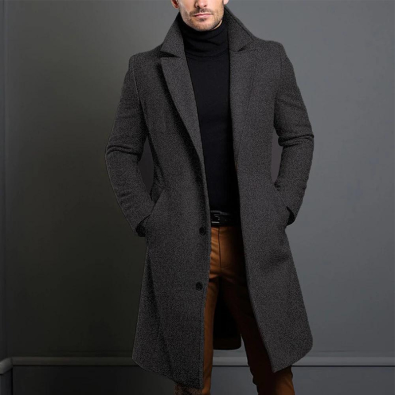 Eleganter Wollmantel Herren Wintermantel Warm Klassisch