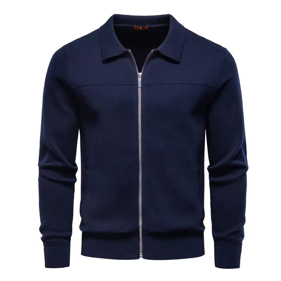 Zip-Up Strickjacke Herren Cardigan Baumwolle Casual