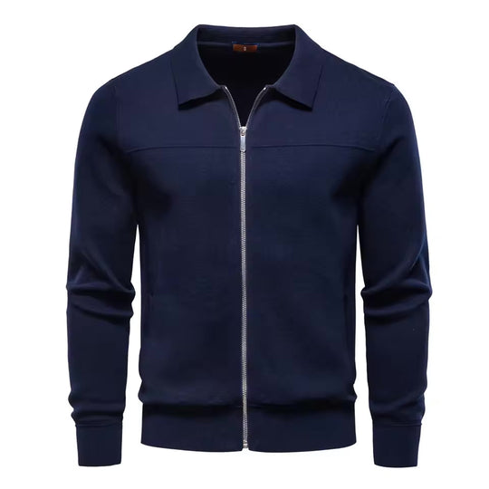 Zip-Up Strickjacke Herren Cardigan Baumwolle Casual