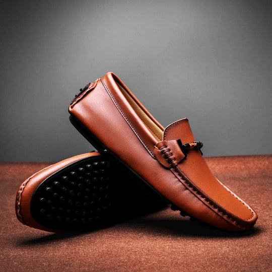 Herren Mokassins aus Echtleder – Slipper mit rutschfester Gummisohle