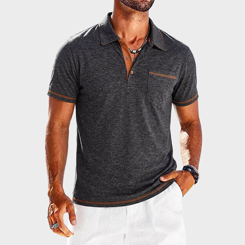 Kontrast Strick Poloshirt Herren Vintage Kurzarm Polo