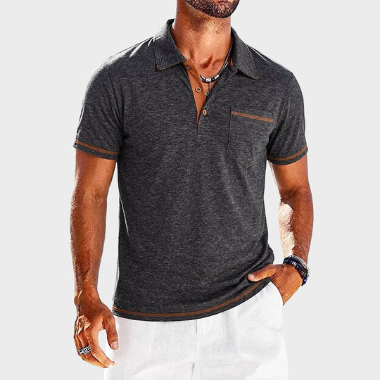 Kontrast Strick Poloshirt Herren Vintage Kurzarm Polo
