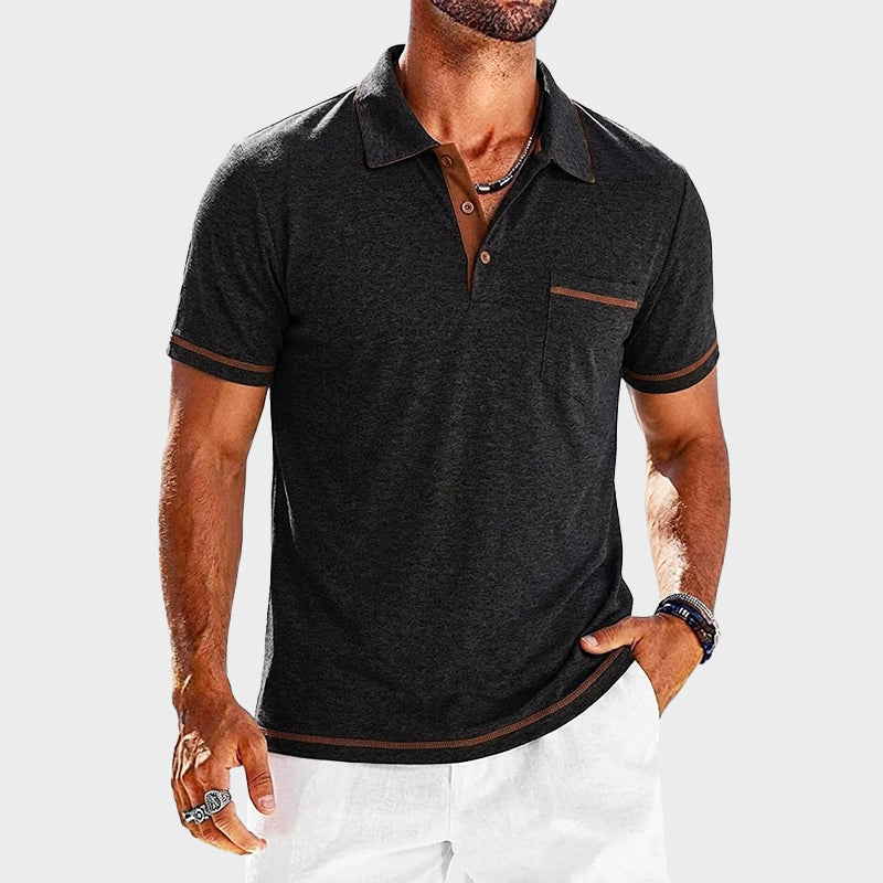 Kontrast Strick Poloshirt Herren Vintage Kurzarm Polo