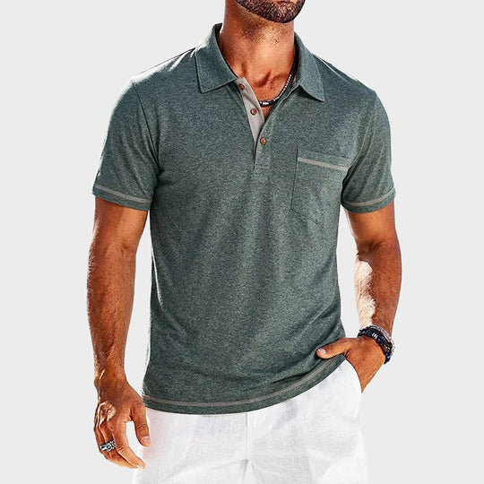 Kontrast Strick Poloshirt Herren Vintage Kurzarm Polo
