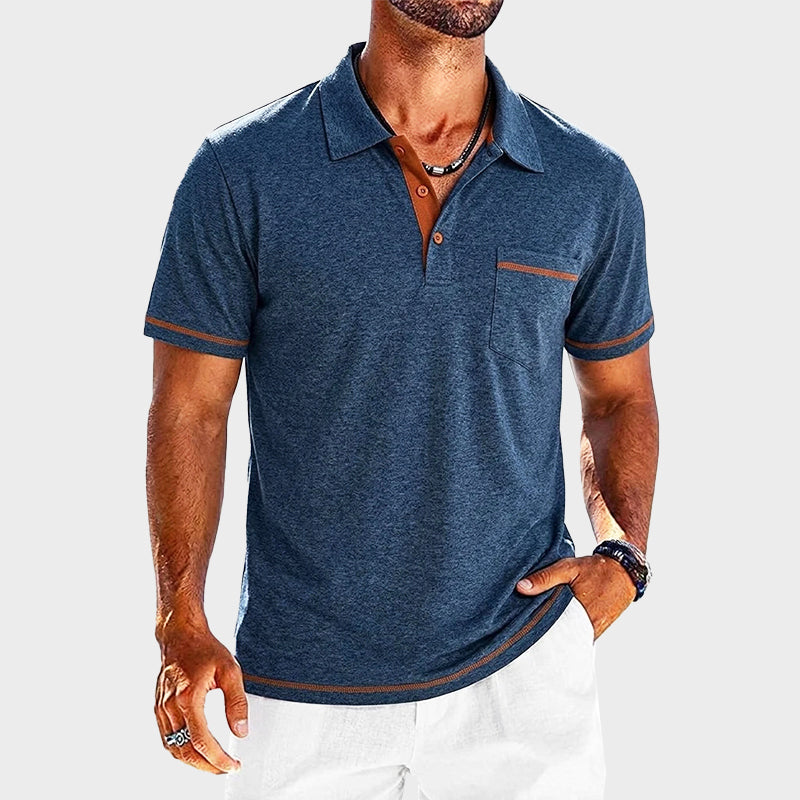 Kontrast Strick Poloshirt Herren Vintage Kurzarm Polo