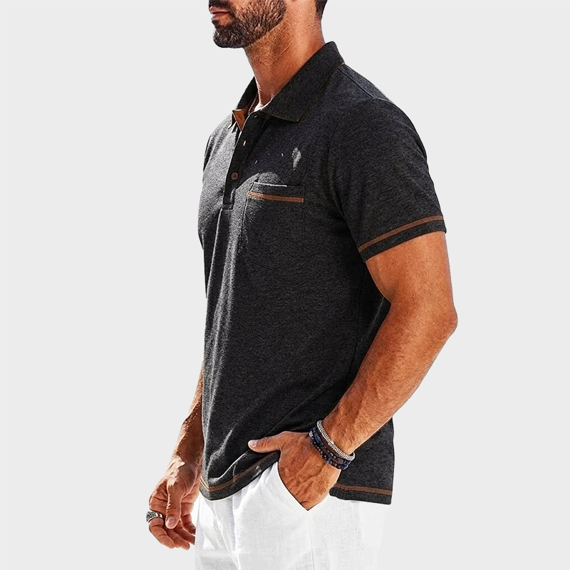 Kontrast Strick Poloshirt Herren Vintage Kurzarm Polo